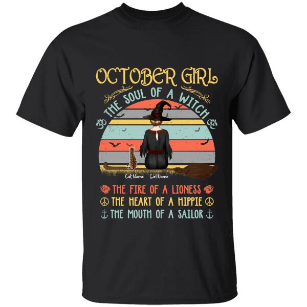 October Girl Halloween Personalized Cat T-Shirt Ts-Gh187