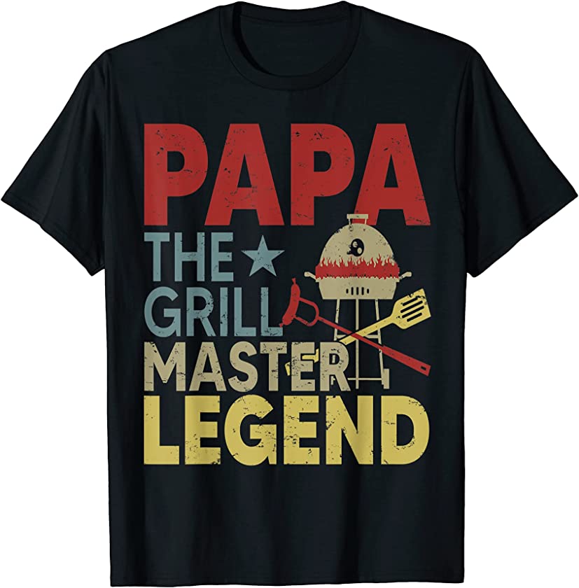 Vintage Papa The Grill Master Happy Father’s Day BBQ Lover T-Shirt