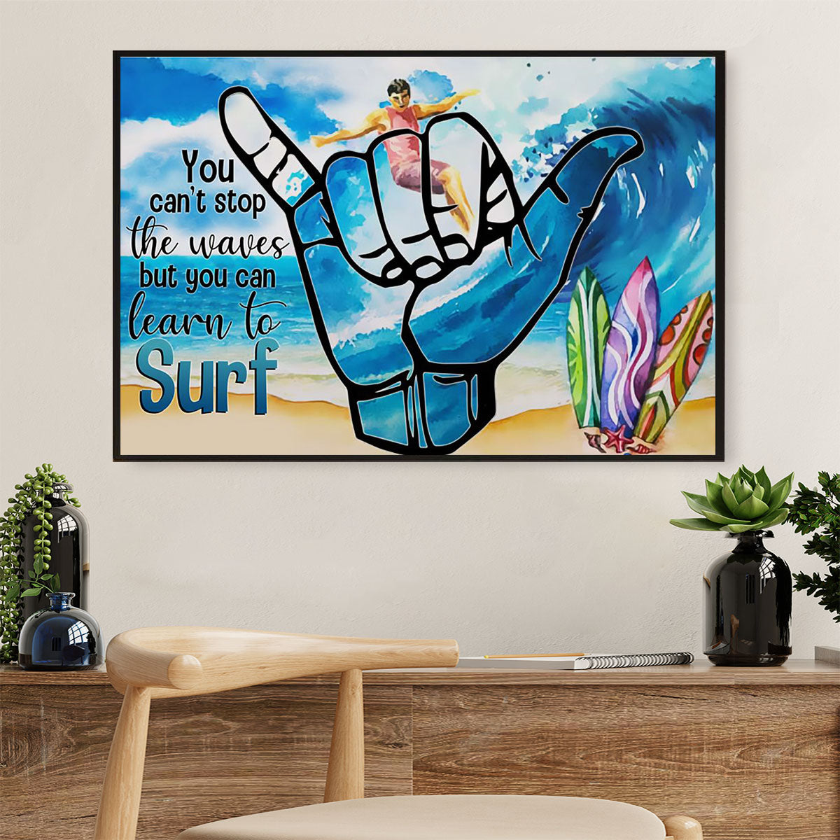 Water Surfing Canvas Wall Art Prints | Funny Quote | Home Décor Gift For Beach Surfer