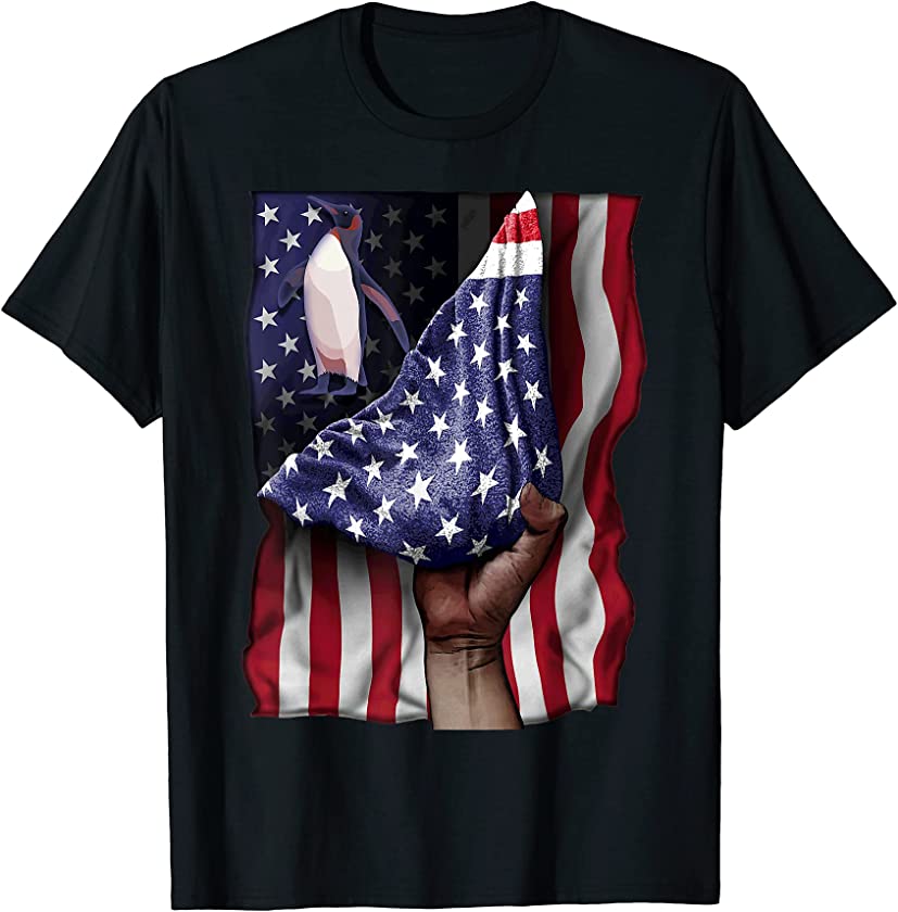 Day Of Independence US Flag Penguin T-Shirt