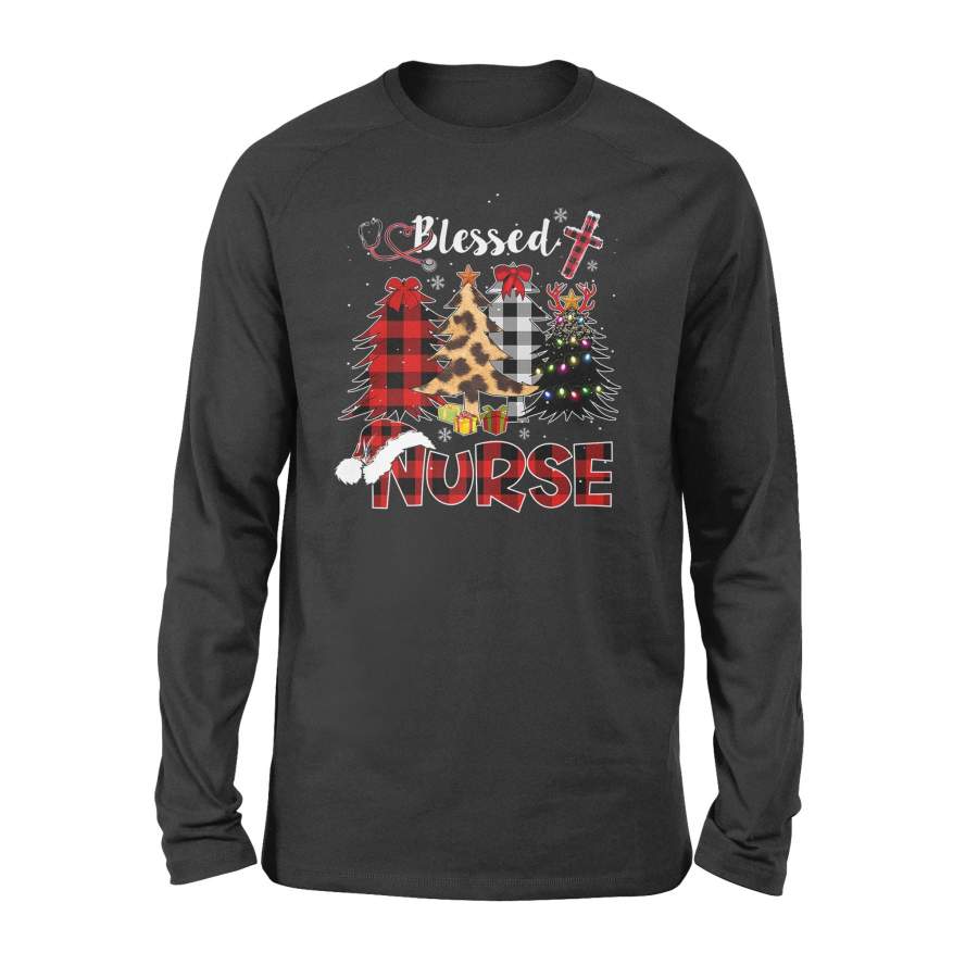 Red Buffalo Plaid Leopard Nurse Christmas Blessed Nurse Xmas – Standard Long Sleeve