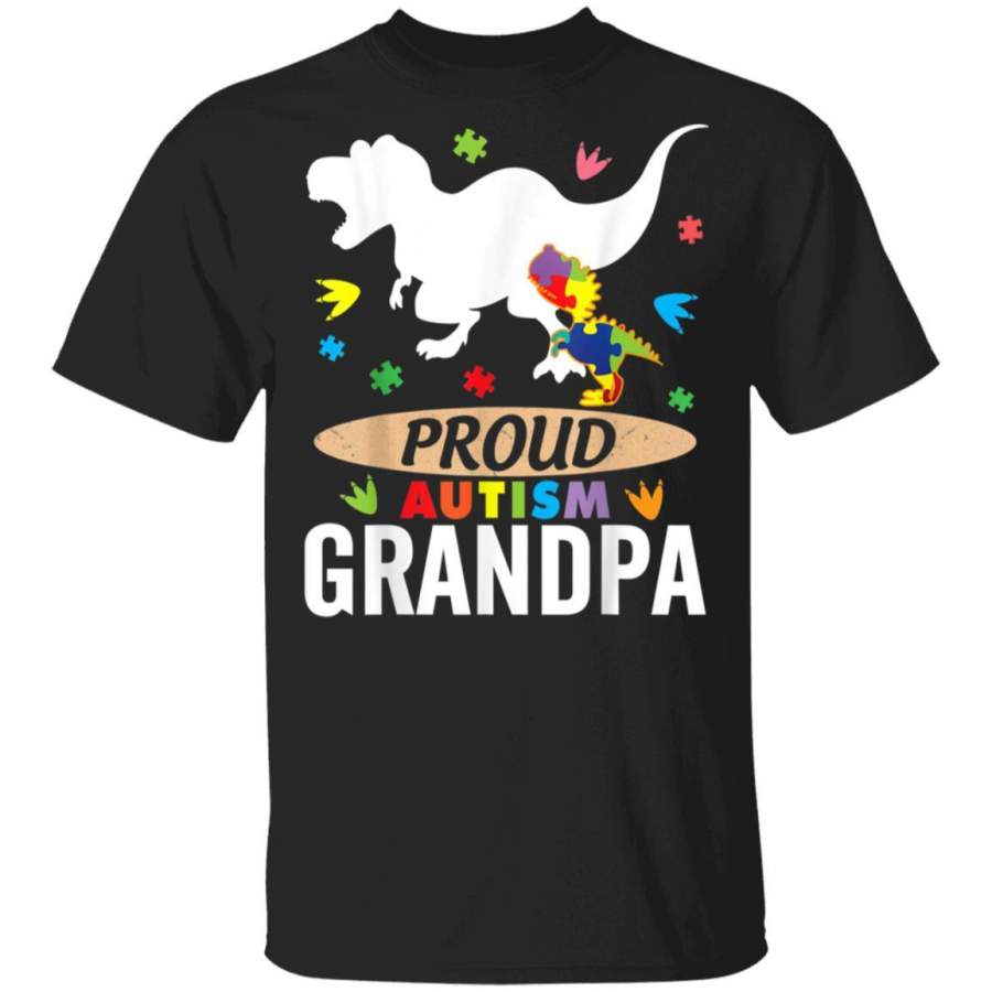 Big Dinosaur T-rex & Autism Child Proud Autism Grandpa unisex T-shirt full size