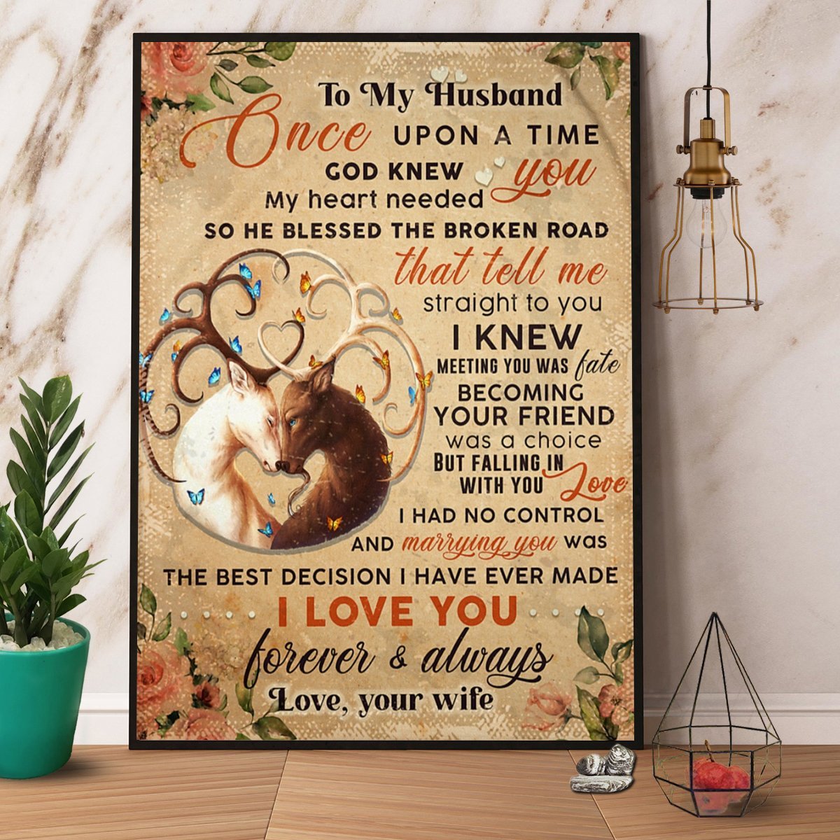 Animal To My Husband Becoming Your Friend Was A Choice Vintage Butterfly Gift Poster No Frame