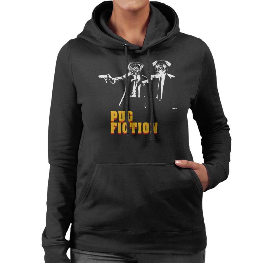 Pulp Fiction Pug Fiction Parody Women’s Hooded Sweatshirt