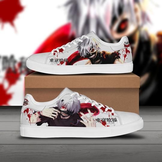 Ken Kaneki Tokyo Ghoul Low top Leather Skate Shoes, Tennis Shoes, Fashion Sneakers L98