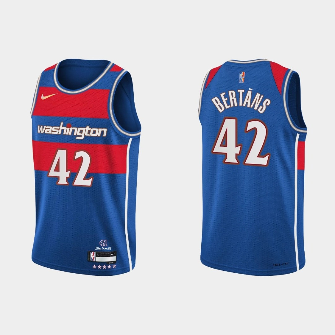 Washington Wizards Davis Bertans #42 NBA Basketball City Brandedition Blue Jersey Gift For Wizards Fans