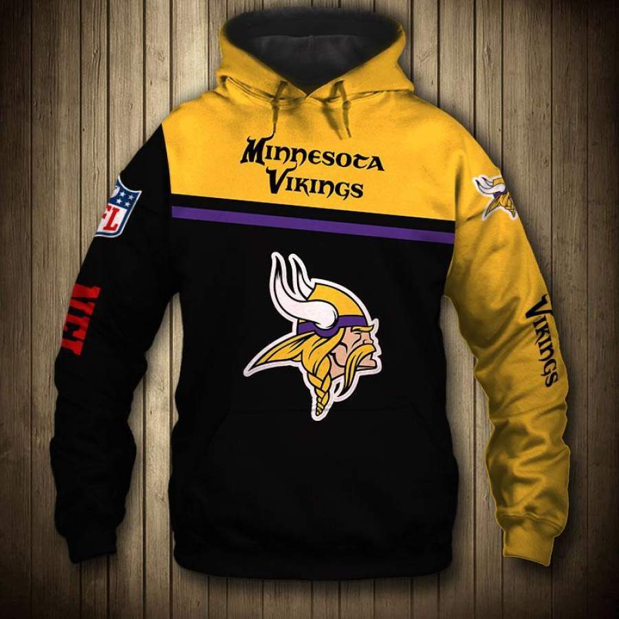 Men’s Minnesota Vikings Hoodies 3D Skull Sweathsirt Long Sleeve