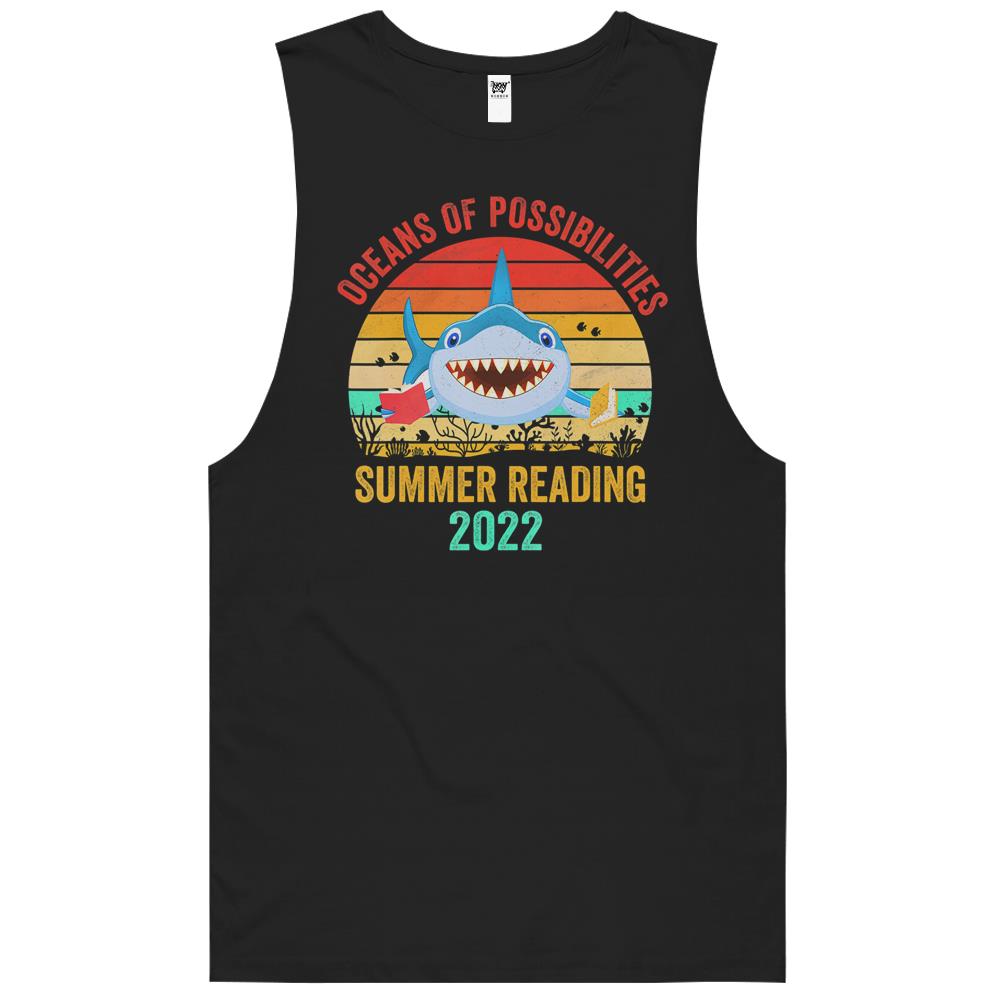 Summer Reading 2022 Tshirt Vintage Retro Teacher Shark Book T-Shirt Tank Top