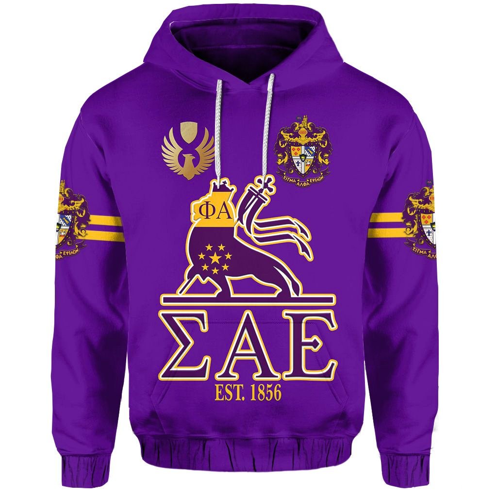 (Custom Personalised) Sigma Alpha Epsilon Sae Hoodie Lion Vibes – Purple Lt8