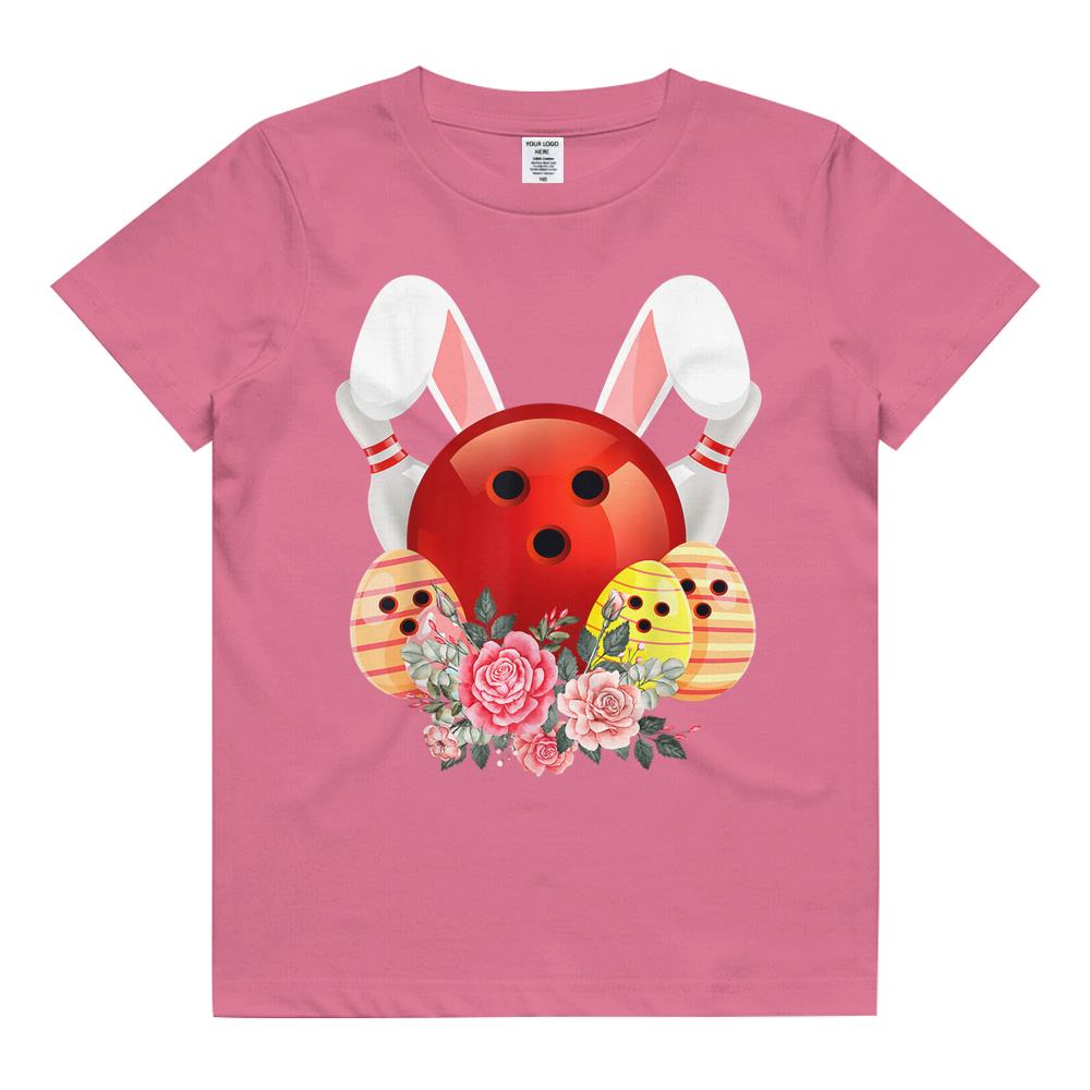 Bowling Easter Bunny Egg 2021 Rabbit Flowers Pascha Bowler Kids T Shirt