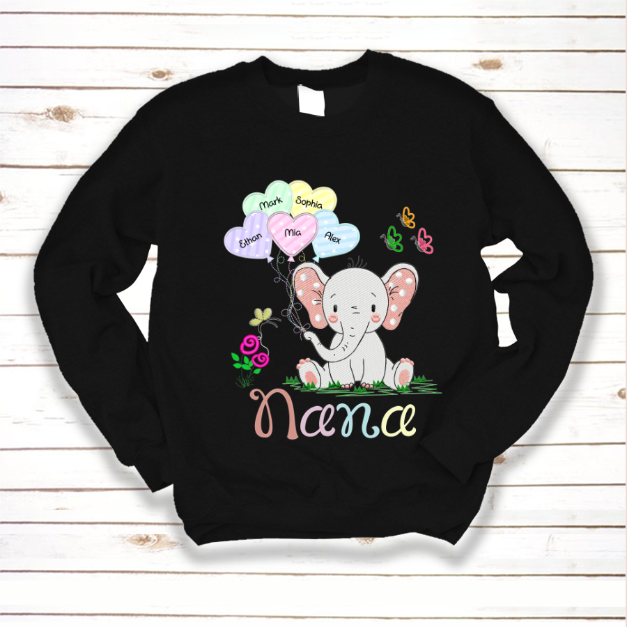 Nana Elephant Cute Hearts Sweatshirt