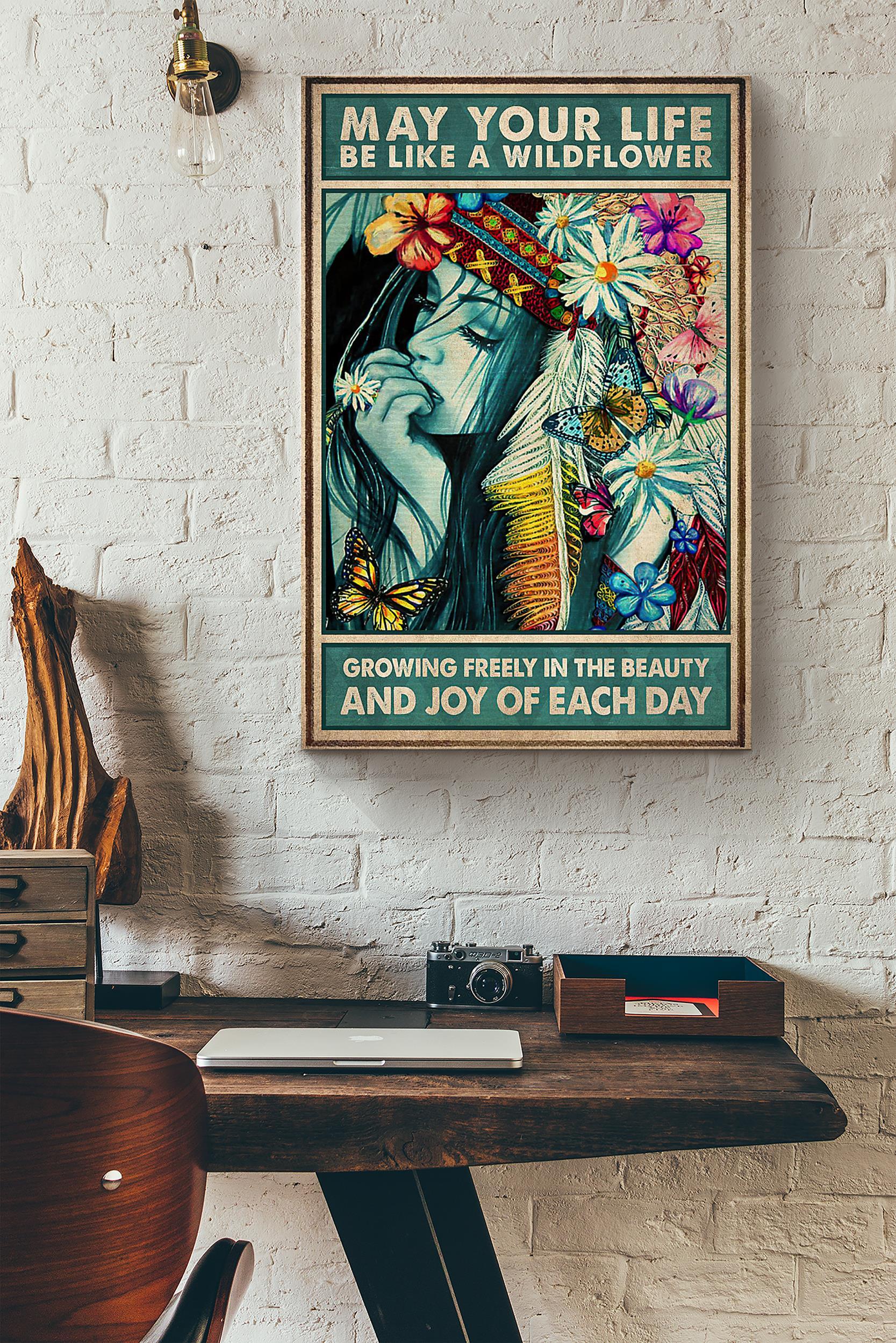 Native Woman May Your Life Be Like A Wildflower Growing Freely In The Beauty Poster Wrapped Canvas