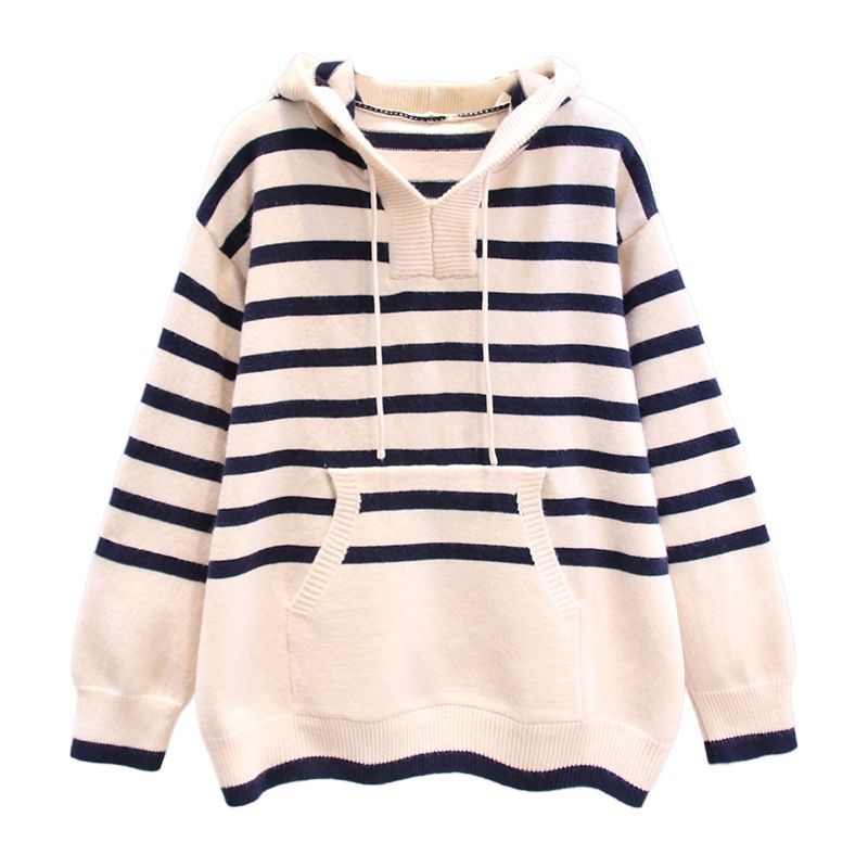 Circyy Sweater Women Pullovers Hooded Striped Knitted Sweatshirts Jumper Autumn Winter 2022 Comfortable Casual Female Clothing alx