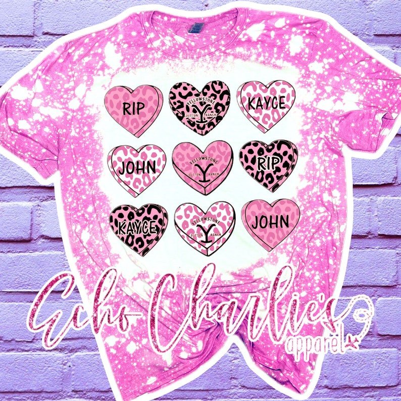 Candy Hearts Bleached Tshirt For Him, Her, Boyfriend, Girlfriend, Wife, Husband Valentines Day Gift