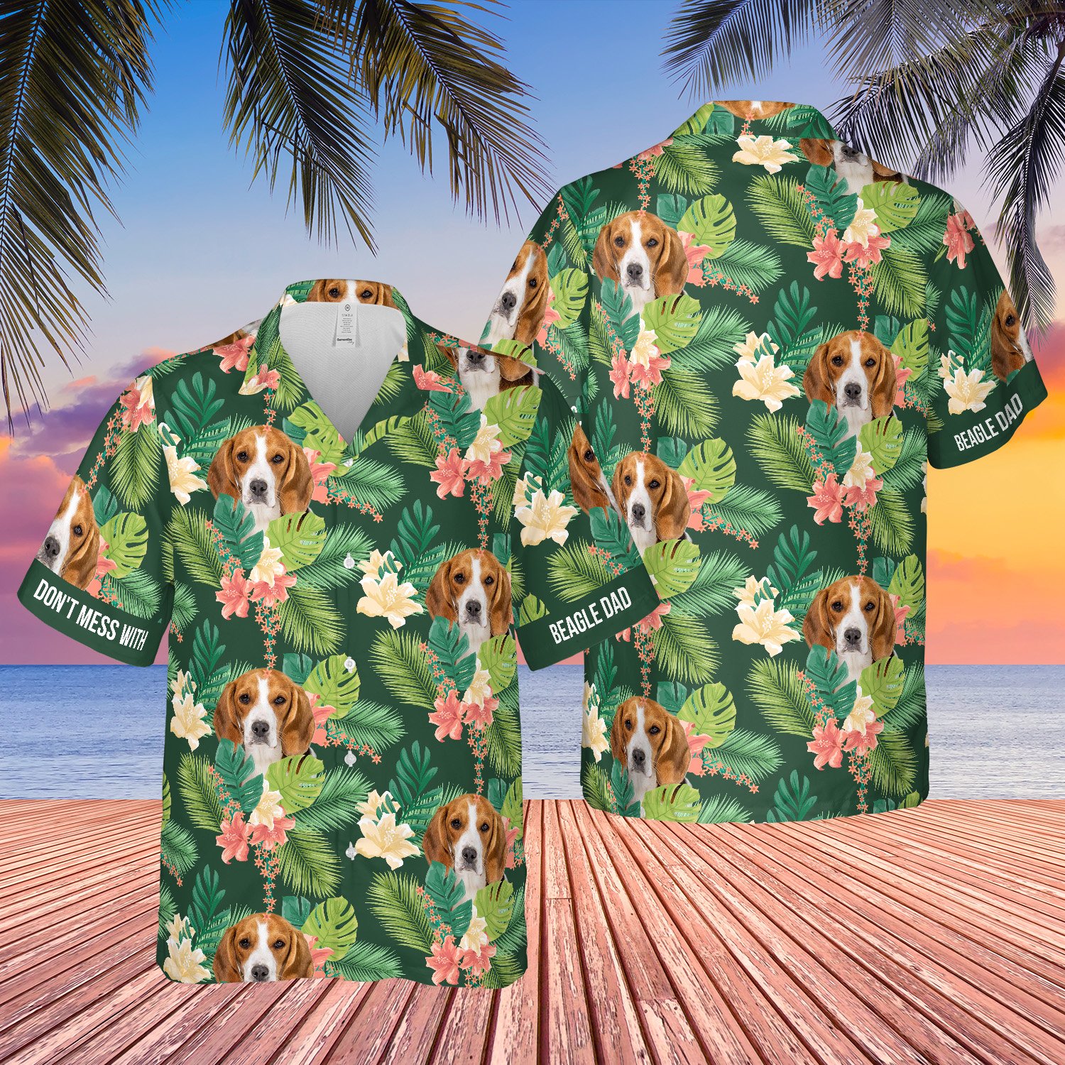 Mess With Beagle Dad Tropical Floral Hawaii Shirt Ha5537