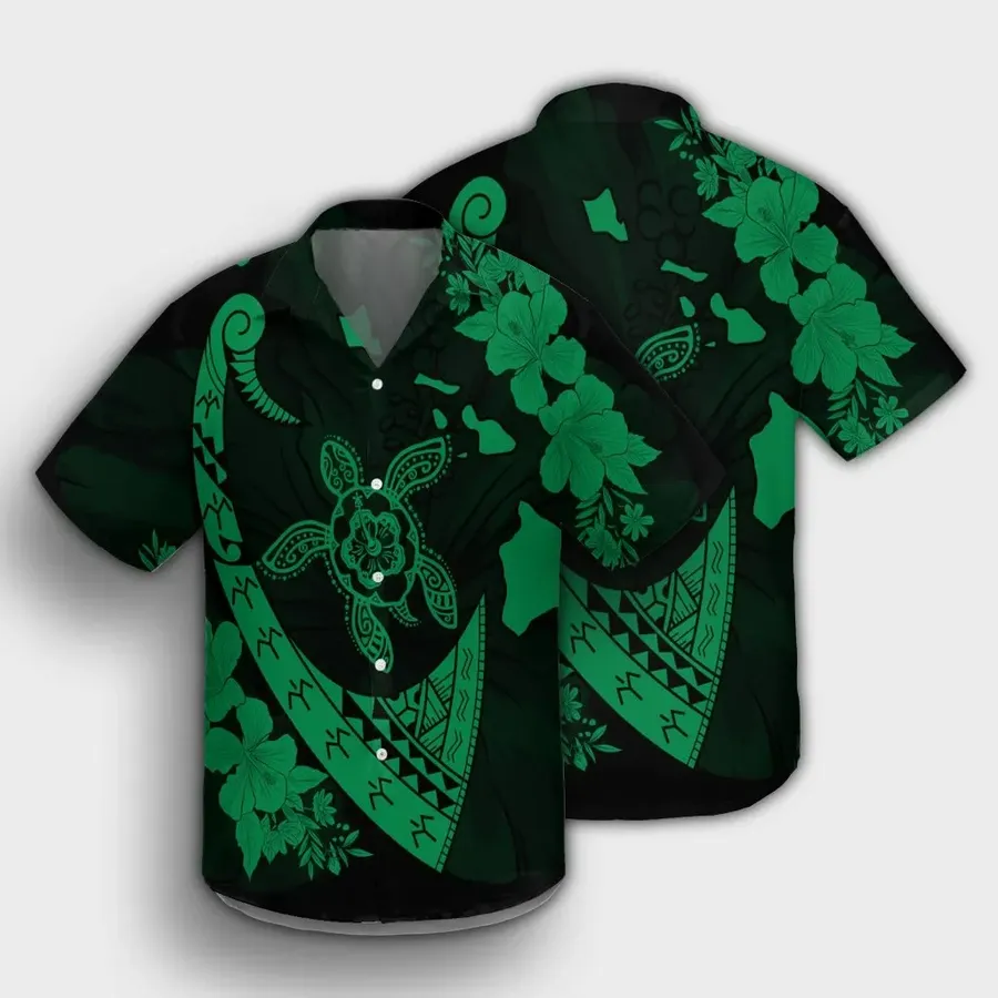 Map Hibiscus Turtle Fish Hook Polynesian Hawaii Shirt For Men Women Ha96330