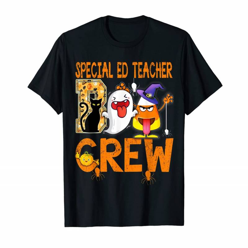 Cat Pumpkin Candy Ghost T-shirt Special Ed Teacher Boo Crew