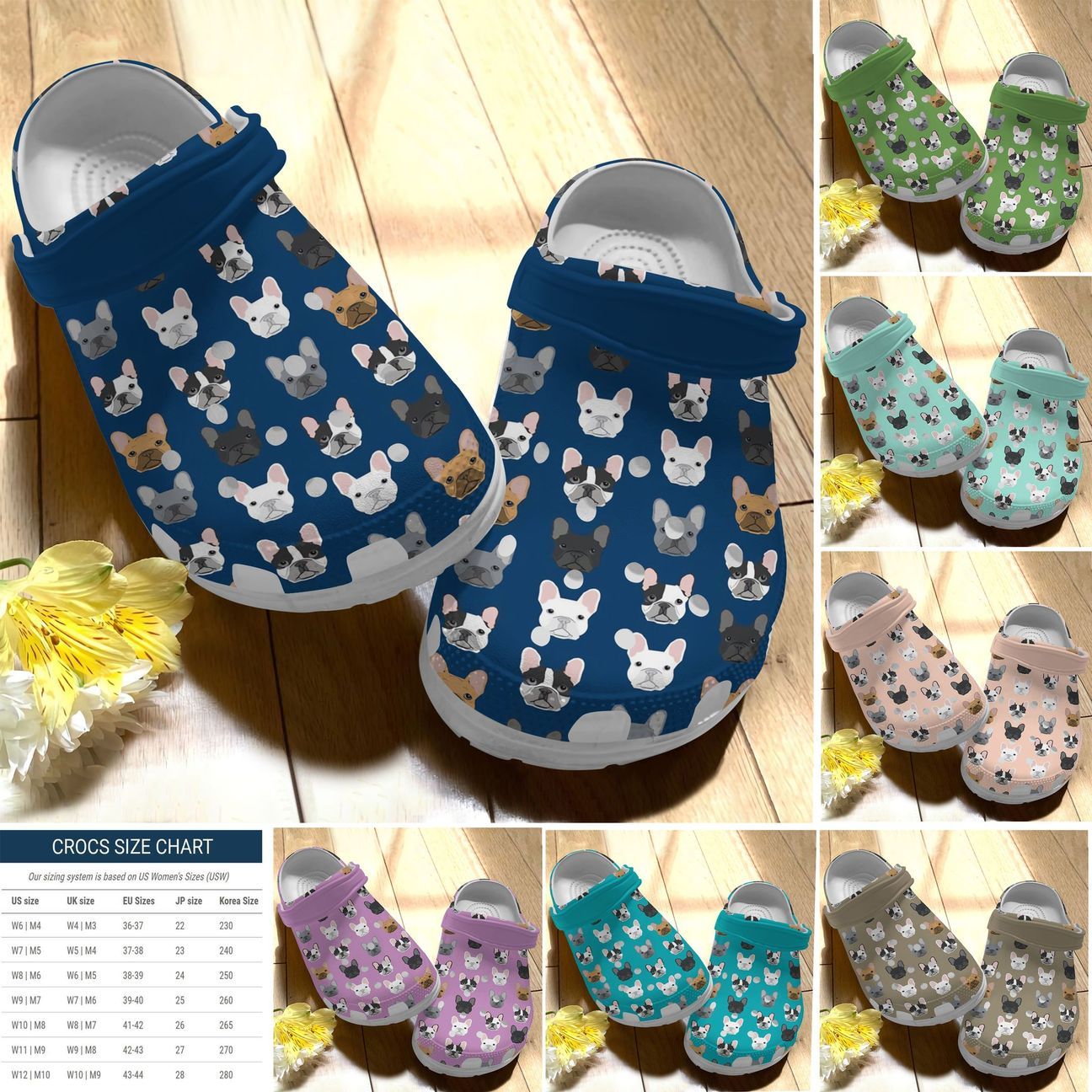 French Bulldog Personalize Clog, Custom Name, Text, Fashion Style For Women, Men, Kid, Print 3D Lovely Face