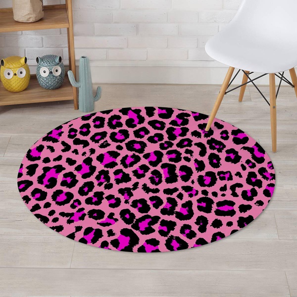 Pink Cheetah Leopard Round Rug