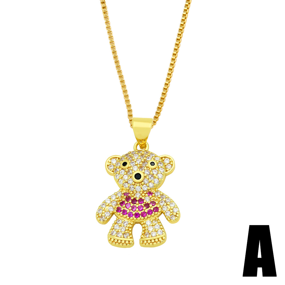 WANGAIYAO new fashion temperament wild necklace female cute bear tiger pendant autumn and winter personality sweater chain alx