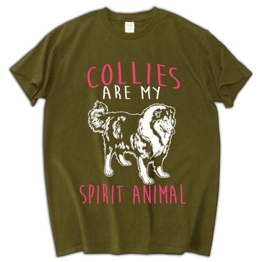 Collies Are My Spirit Animal cotton pattern print t-shirt