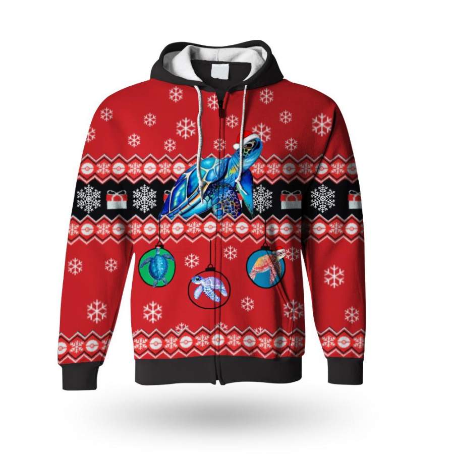 Sea Turtle Christmas Hoodie Family Christmas Hoodie Christmas Gift For Parents Family