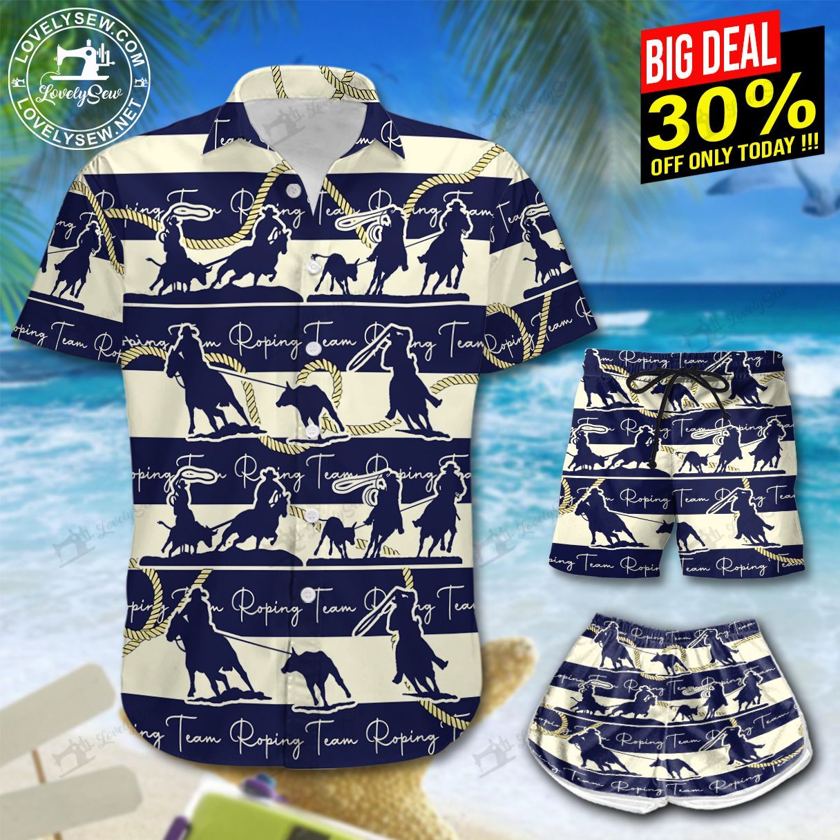 Team Roping Hawaiian Shirt Shorts Ha92123