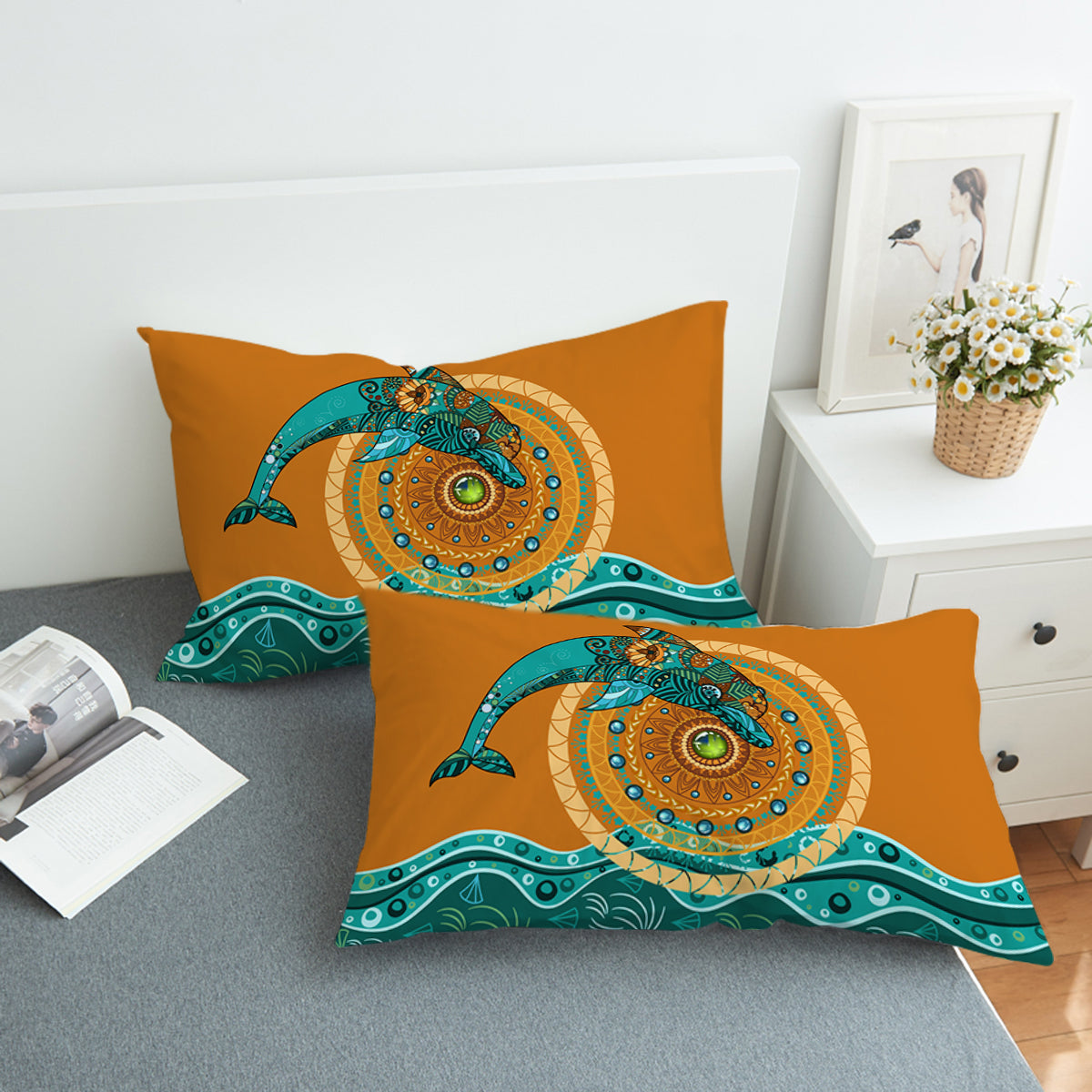 Leaping Dolphin Jewel Swzt1399 Pillowcase