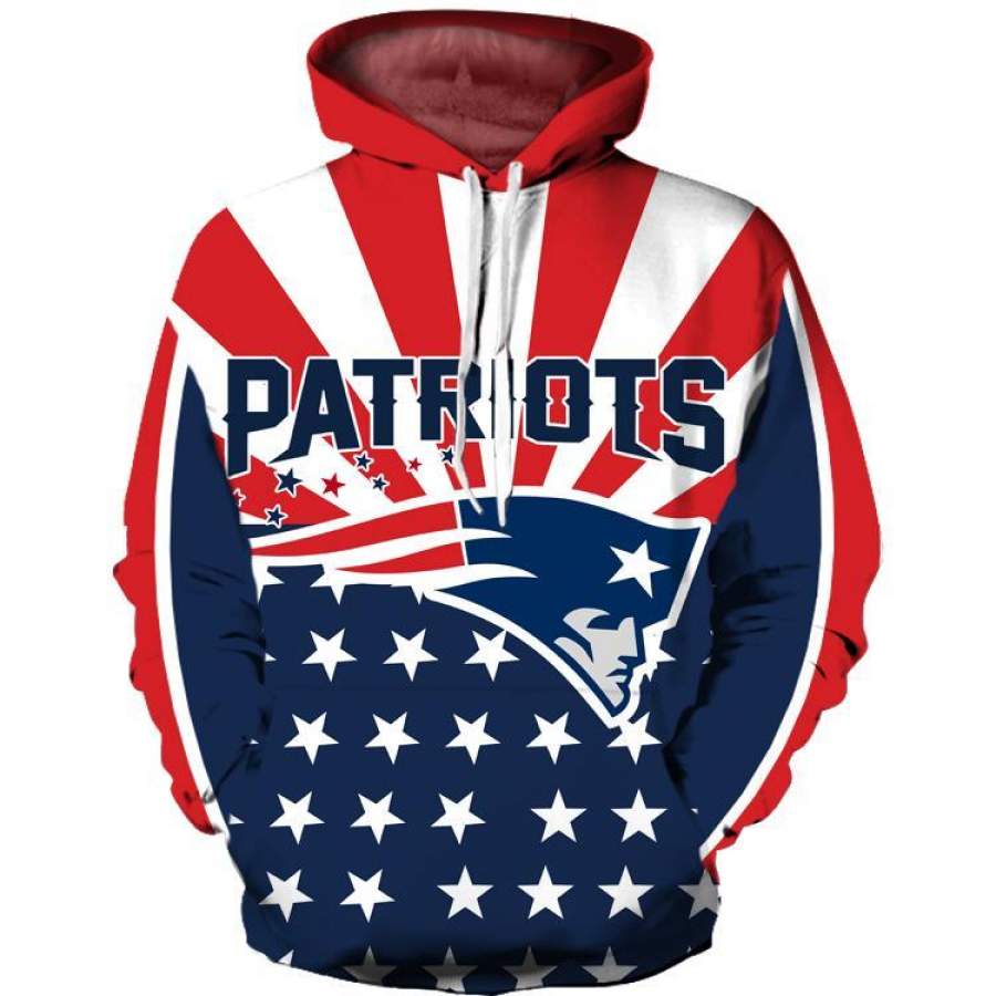 New England Patriots 3D Printed Hooded Pocket Pullover Hoodie