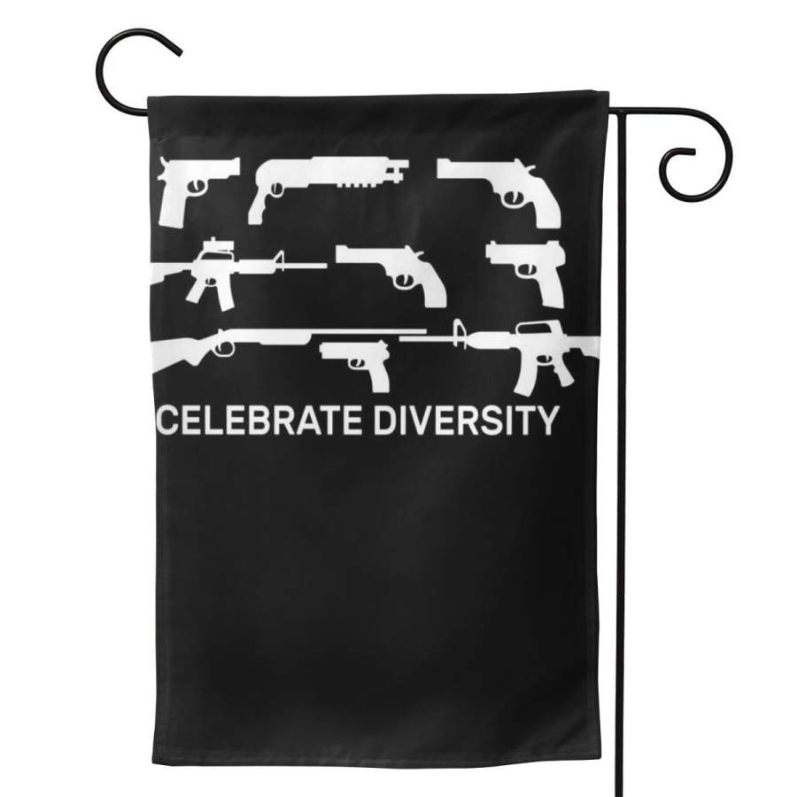 2 Pcs Garden Flag Celebrate Diversity Guns Horizontal Poster 12.5″x18″ -Mothers Day, Birthday Gifts for Mom, Dad, Wife, Husband, Daughters, Grandma, Friends