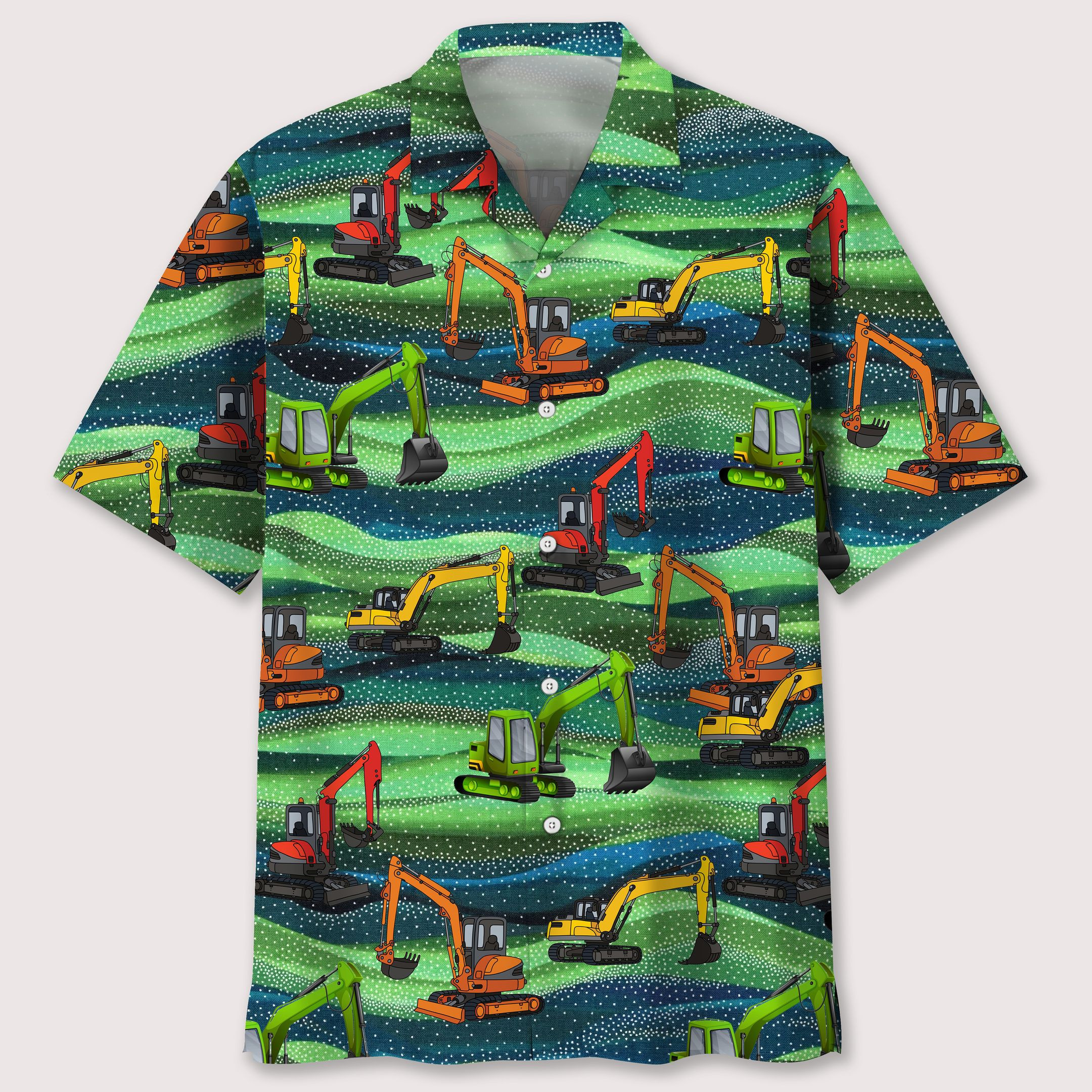 Excavator Seamless Pattern Hawaiian Shirt Ha14814