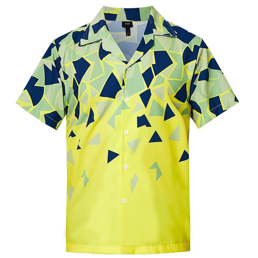 Order Mens Hawaii Yellow Shirt Geometric Printing Ha5487