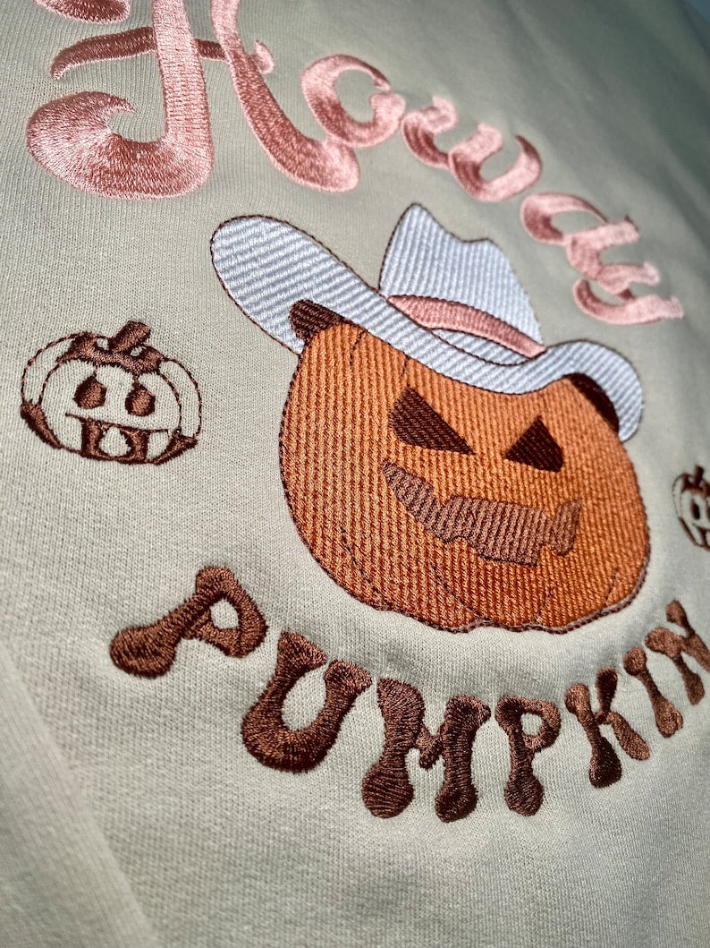 Embroidered Western Pumpkin Halloween Sweatshirt Crewneck Sweatshirt All Over Print Sweatshirt For Women Sweatshirt For Men Sws2583