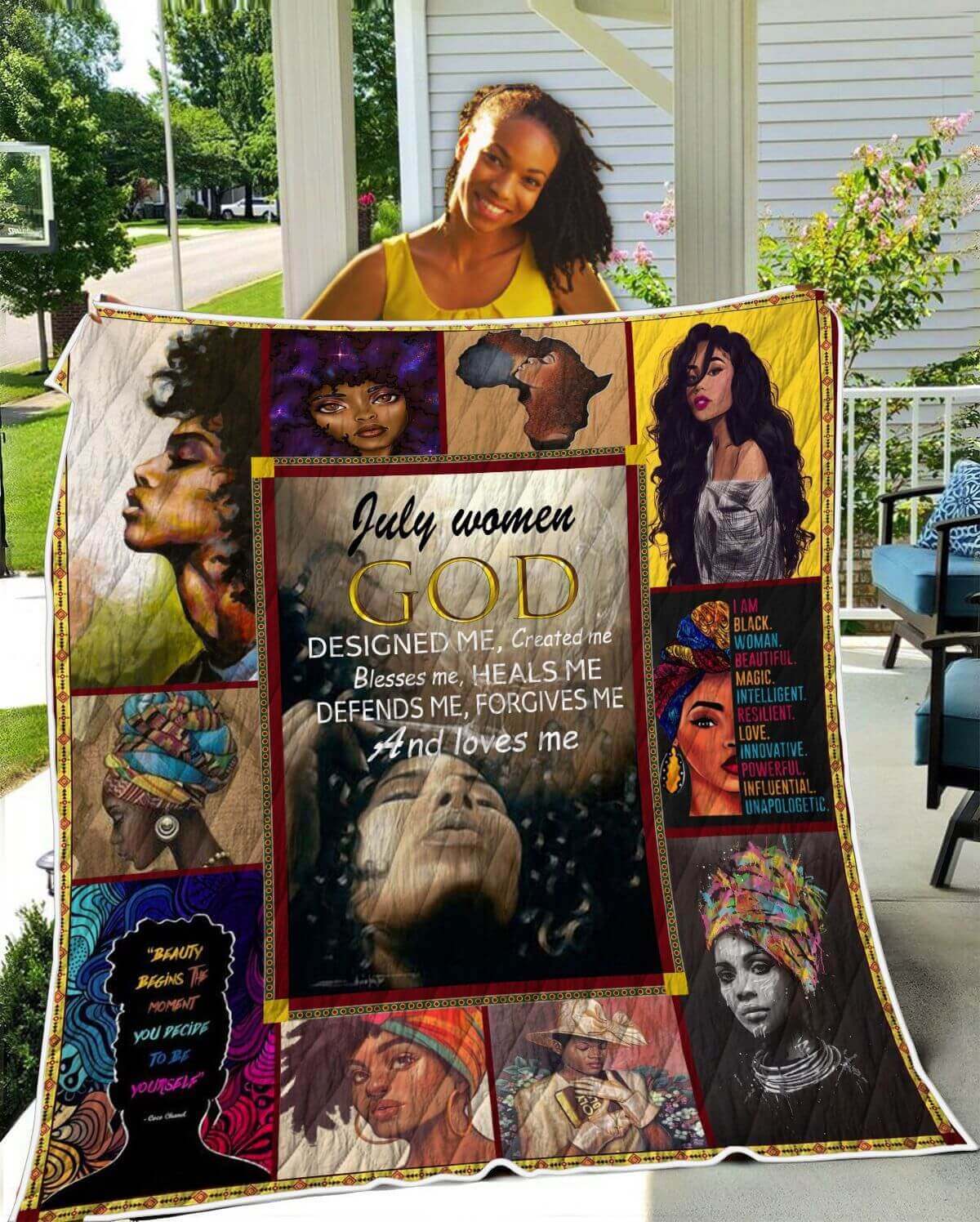 African American Quilt Designs July Woman Beautiful Afro Woman Afrocentric Themed Gift Idea WBG3419