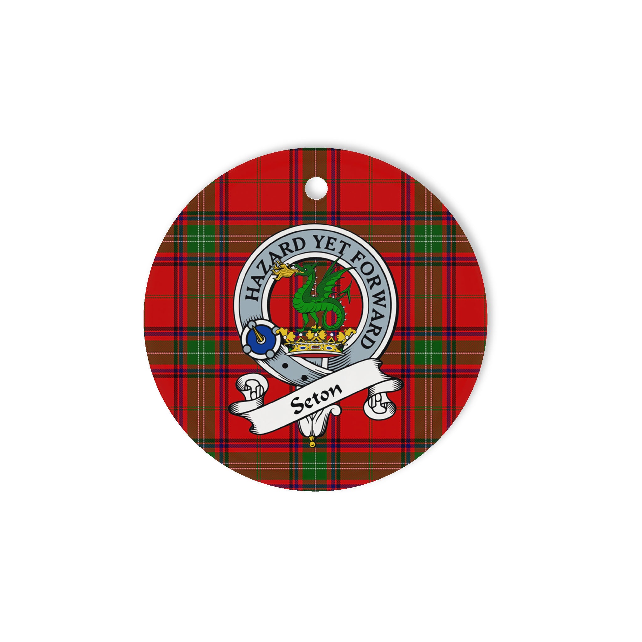 Seton Scottish Clan Badge Plaid Ornament Gift. Christmas Tree Ornament Seton Clan Tartan Ornament Great Christmas Ornaments Gift