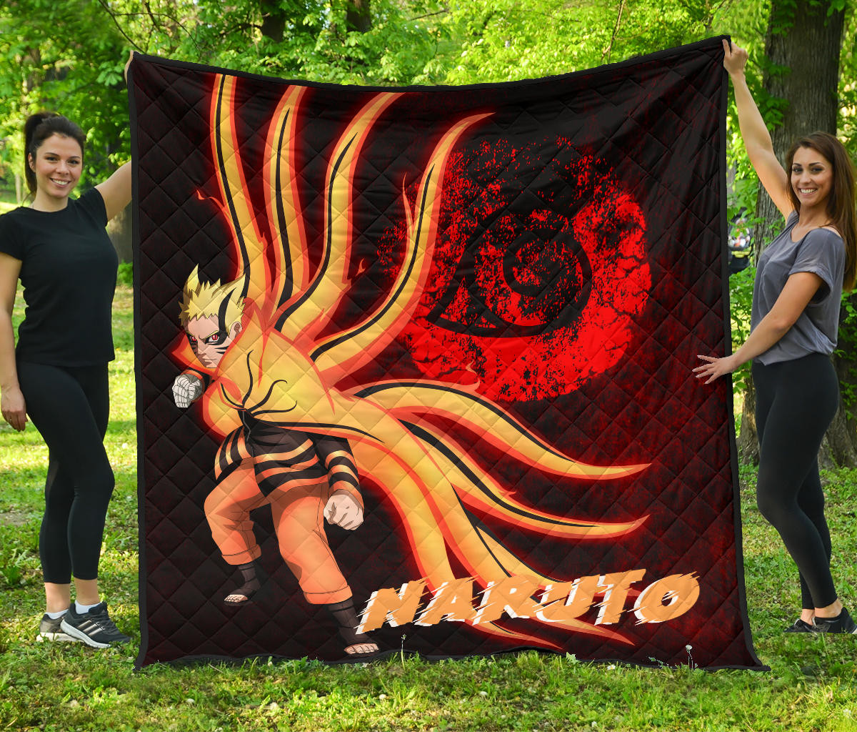 Naruto Anime Naruto Nine Tails Red And Black Premium Quilt Blanket