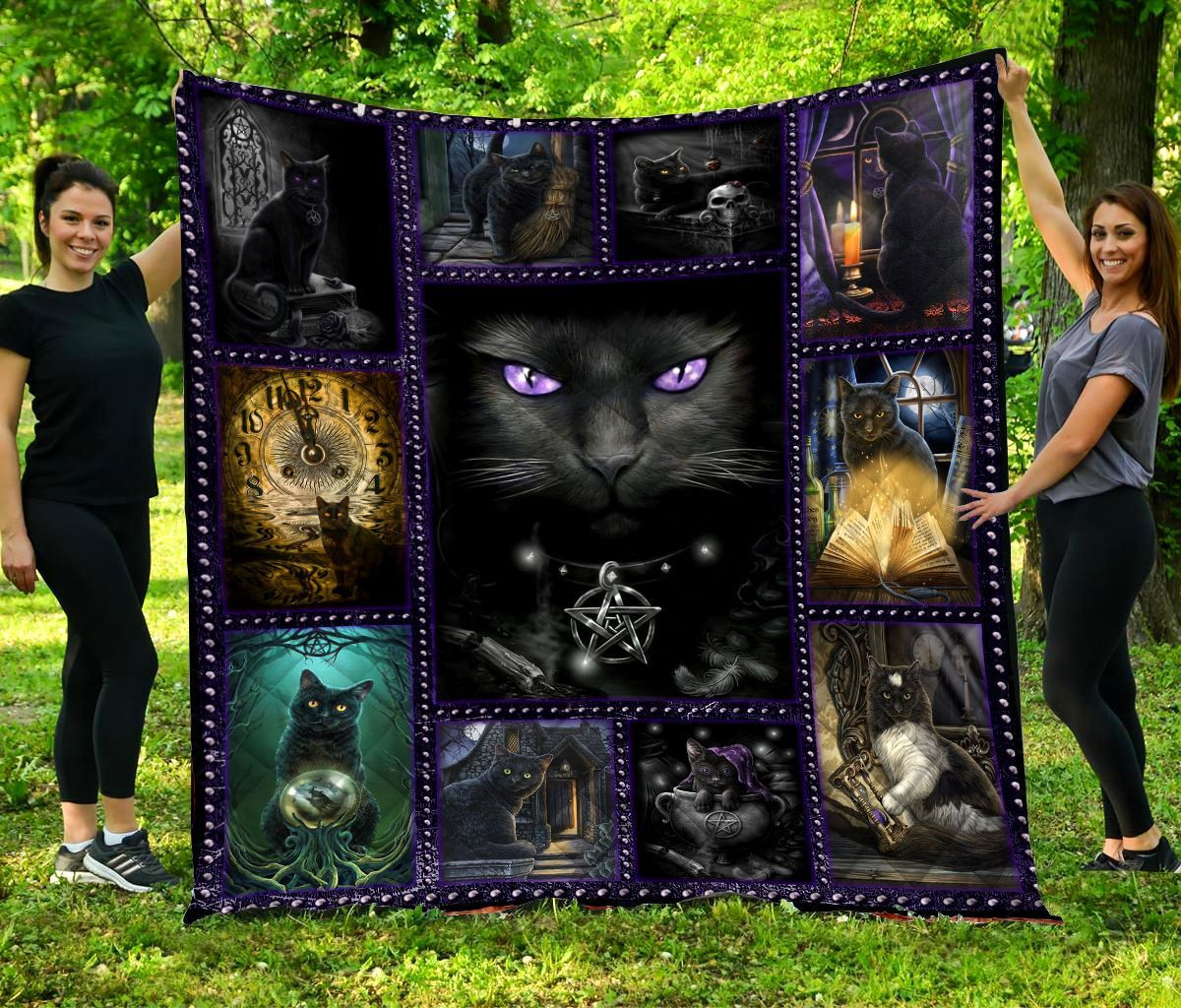 Gothic Cat Blanket – Magical Black Cat Quilting Presents For Halloween  Birthday