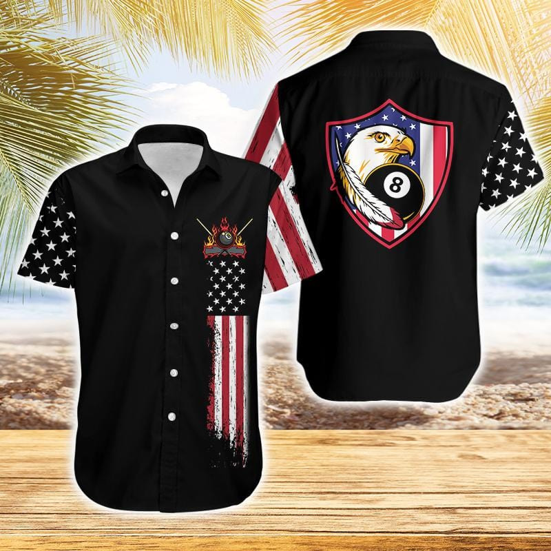 American Flag Billiards Eagle Hawaii Shirts Dh Ha68347