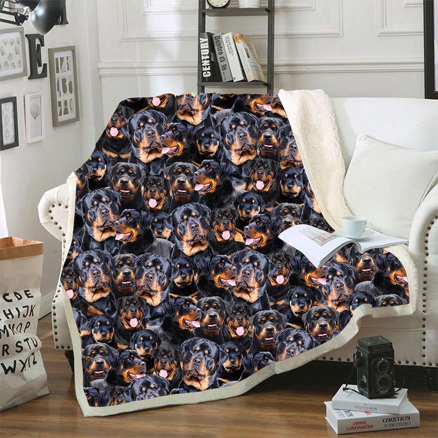 Rottweiler Rottie Dogs Blanket Dog Face Printed Blanket