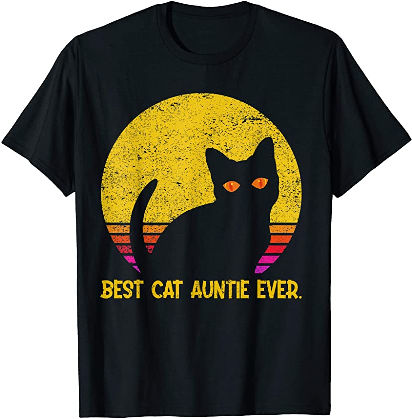 Best Cat Auntie Ever Mothers Day Christmas Gifts Vintage 80s T-Shirt