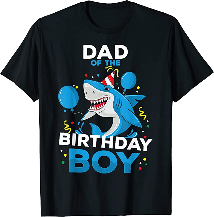 Dad of The Birthday Boy Shark Ocean Theme Matching Family T-Shirt