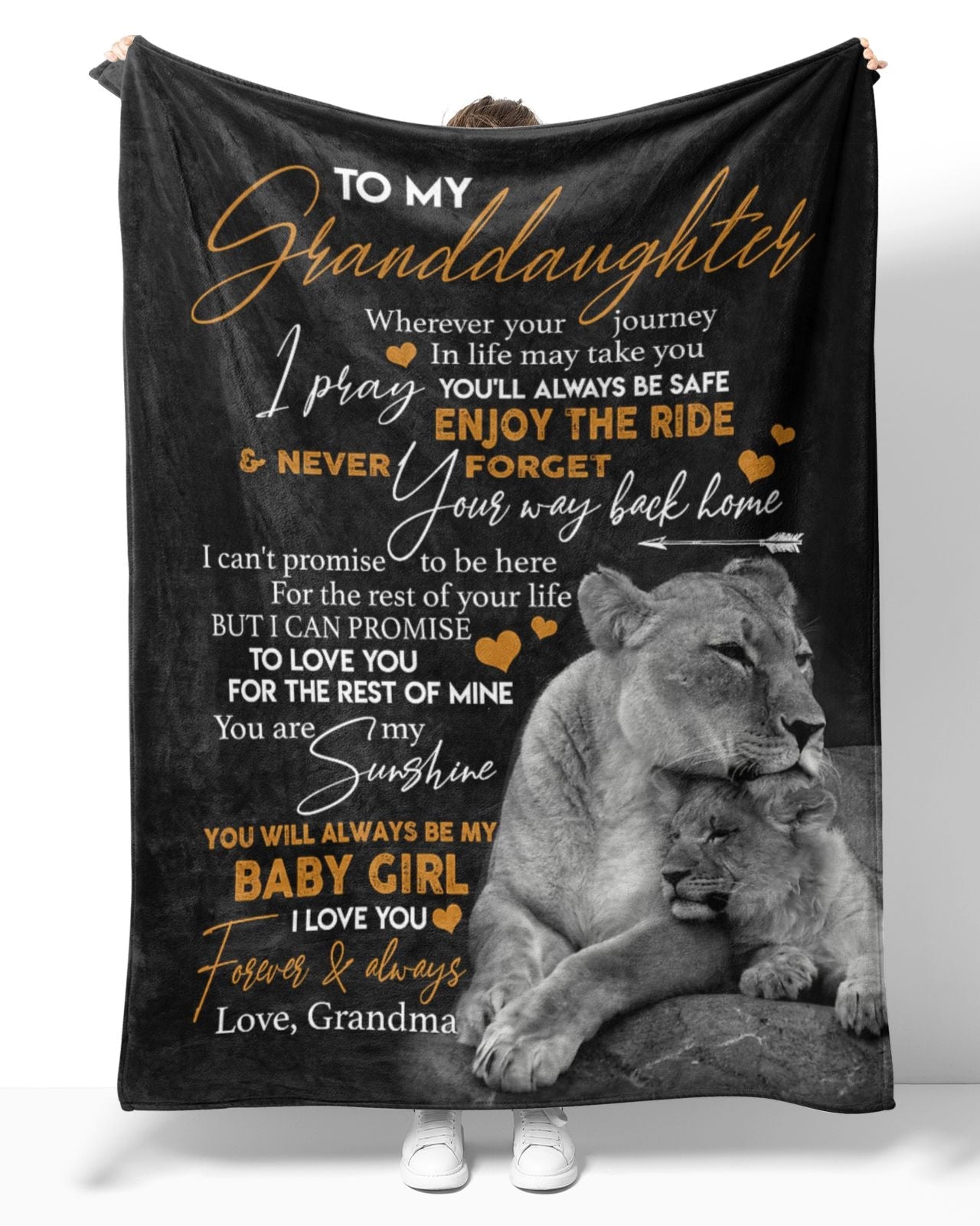 To My Granddaughter Lion Hug Blanket From Grandma, To My Granddaughter Wherever Your Journey In Life May Take You Lion Blanket Gifts For Granddaughter