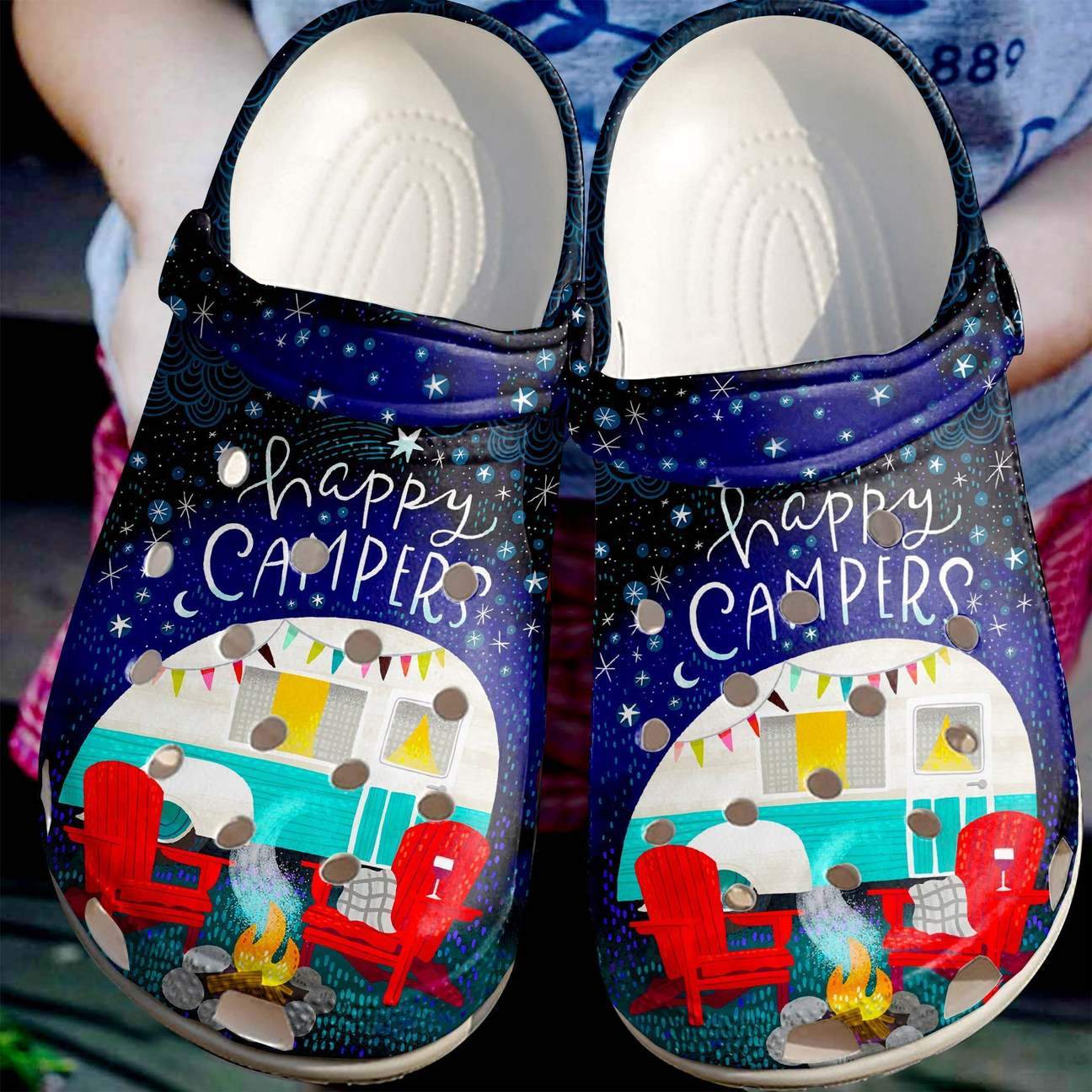 Camping Personalized Clog, Custom Name, Text Starry Camper, Fashion Style For Women, Men, Kid, Print 3D