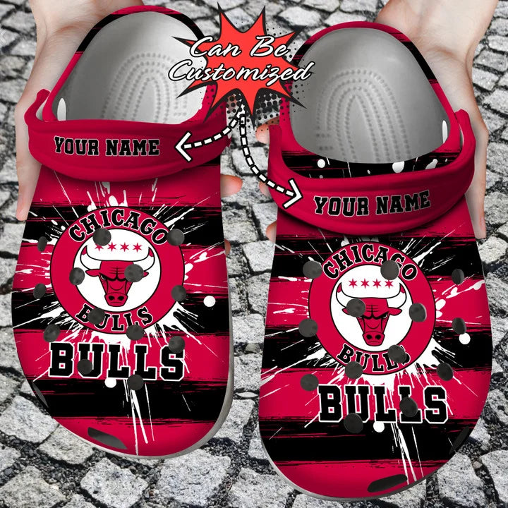 Basketball Crocss – Personalized Chicago Bulls Spoon Graphics Watercolour Clog Shoes