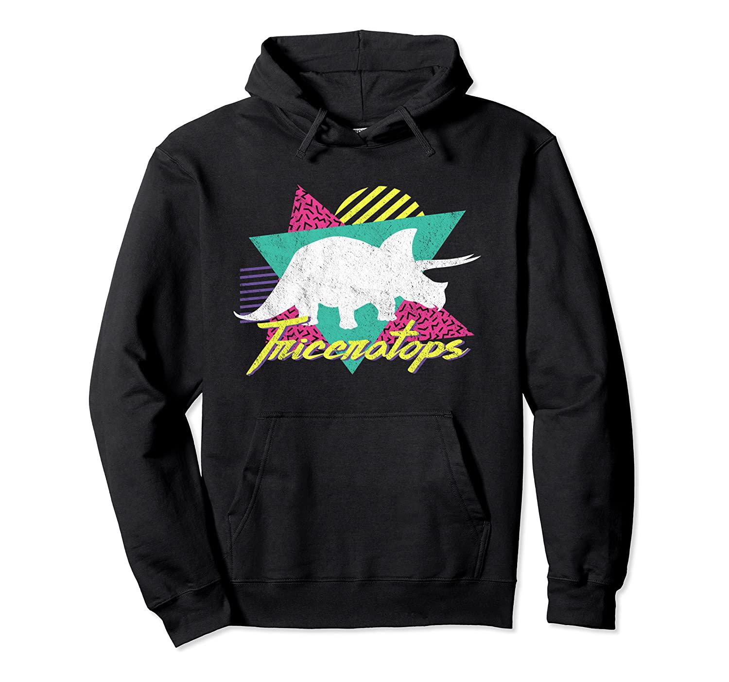 Vintage Retro 80s Or 90s Triceratops Dinosaur Pullover Hoodie T-Shirt, Sweatshirt, Tank Top