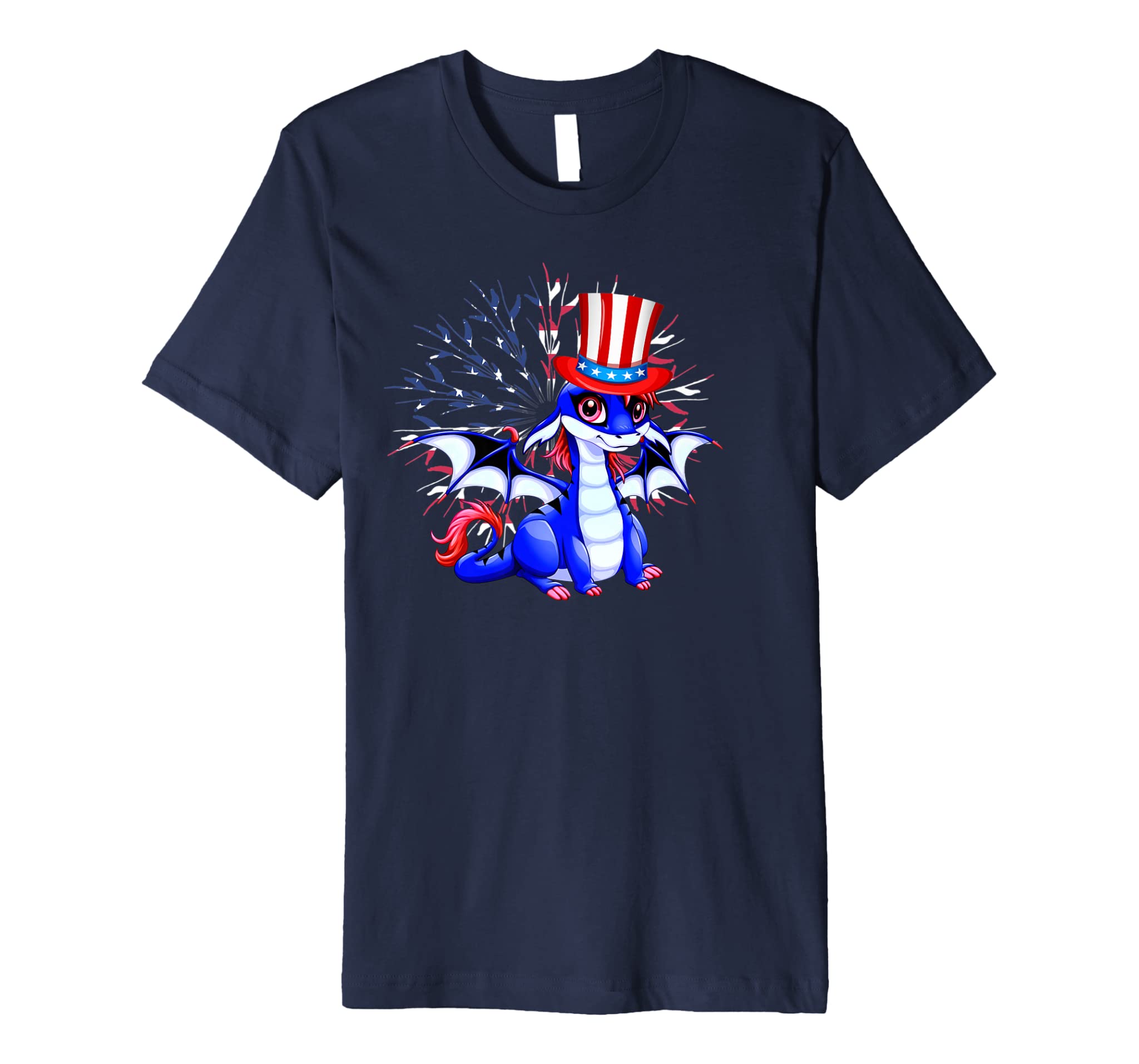 Cute Anime Dragon July 4th Independence Day Fireworks TShirt