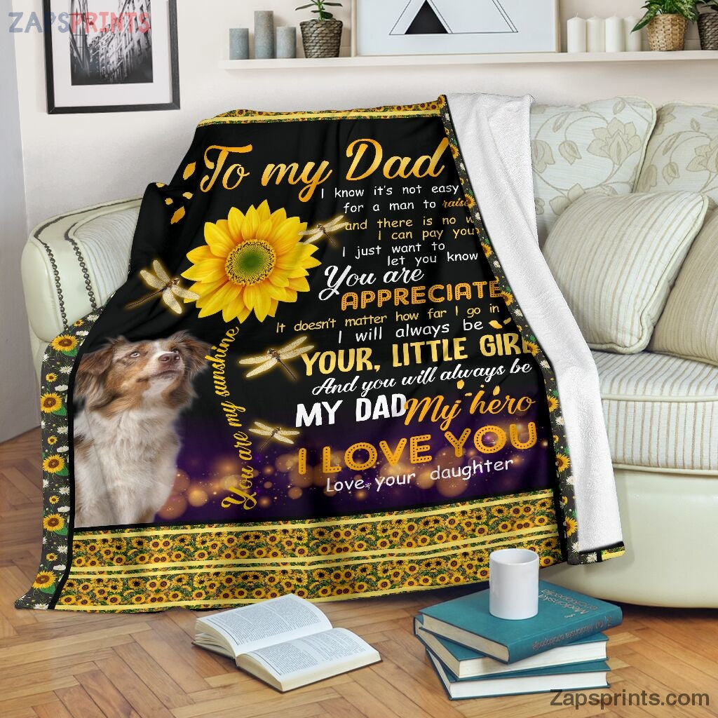 Australian Shepherd Love Dad Blanket – Cool Gift Ideas