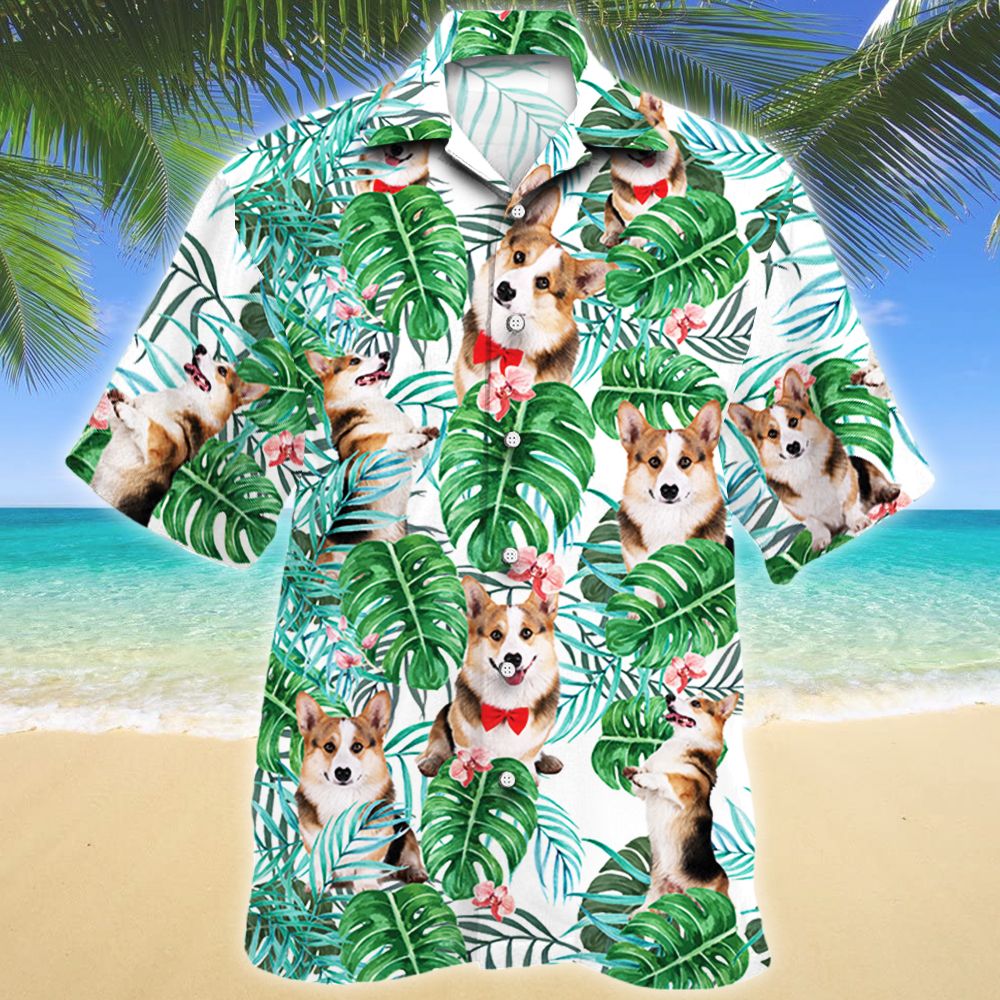 Welsh Corgi Dog Tropical Plant Hawaiian Shirt Ha90678