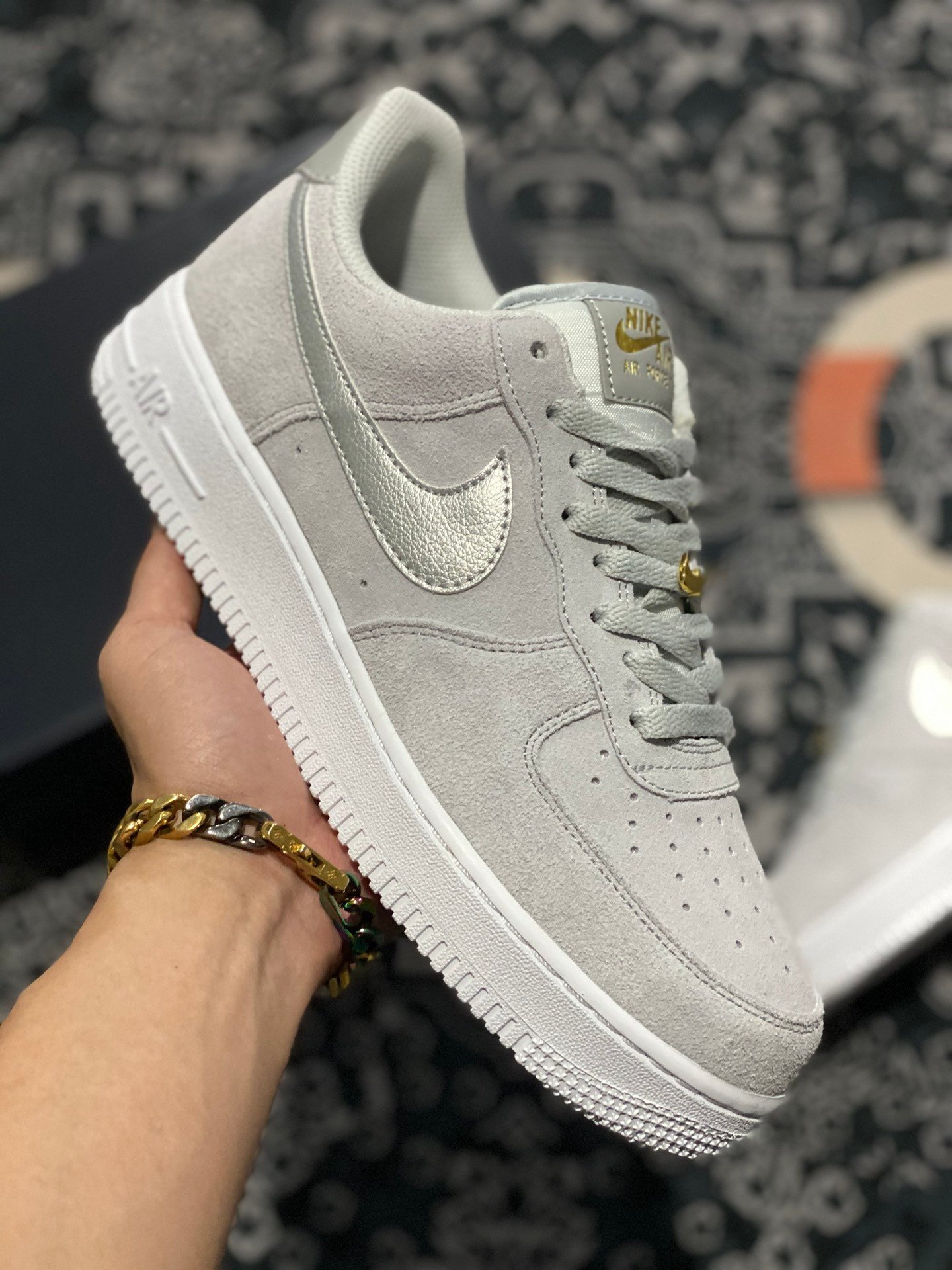 Nike Air Force 1 Low Grey Silver Gold DC4458-001 5340310