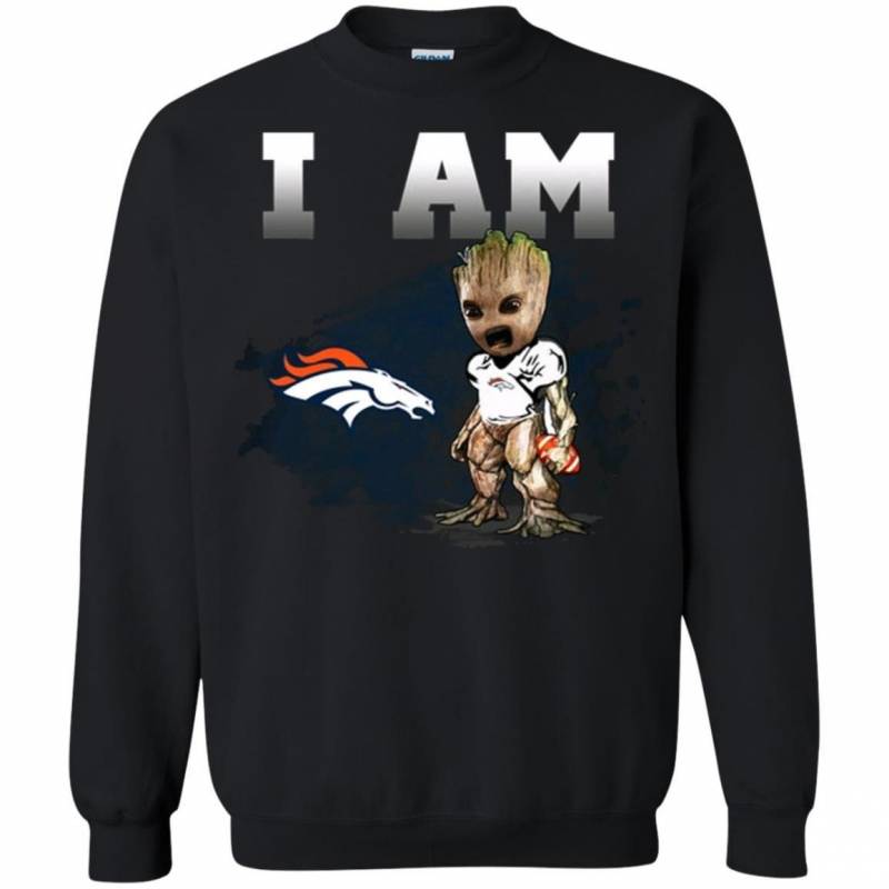 Denver Broncos I Am Groot Crewneck Pullover Sweatshirt